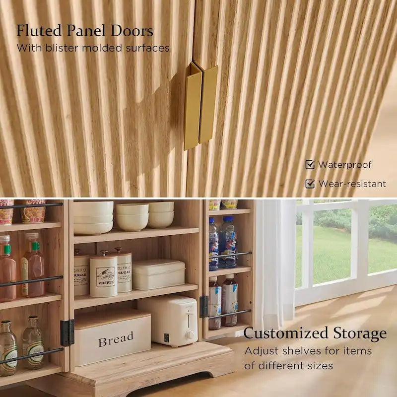 Mobile dispensa scanalato moderno, mobiletto portaoggetti, organizer per armadietti in legno