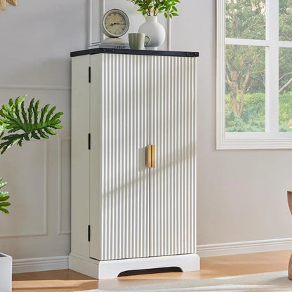 Mobile dispensa scanalato moderno, mobiletto portaoggetti, organizer per armadietti in legno