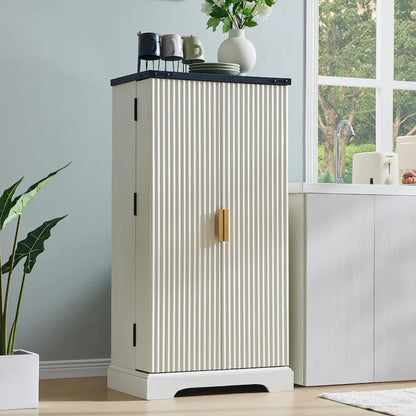 Mobile dispensa scanalato moderno, mobiletto portaoggetti, organizer per armadietti in legno