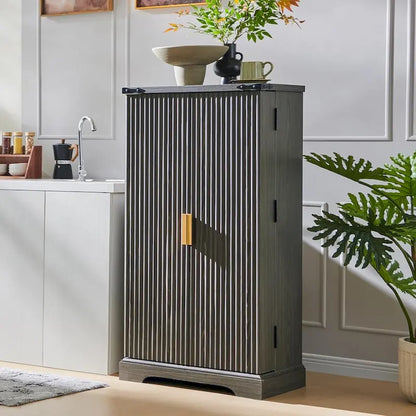 Mobile dispensa scanalato moderno, mobiletto portaoggetti, organizer per armadietti in legno