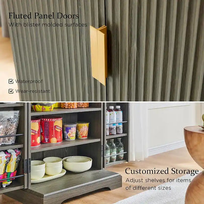 Mobile dispensa scanalato moderno, mobiletto portaoggetti, organizer per armadietti in legno