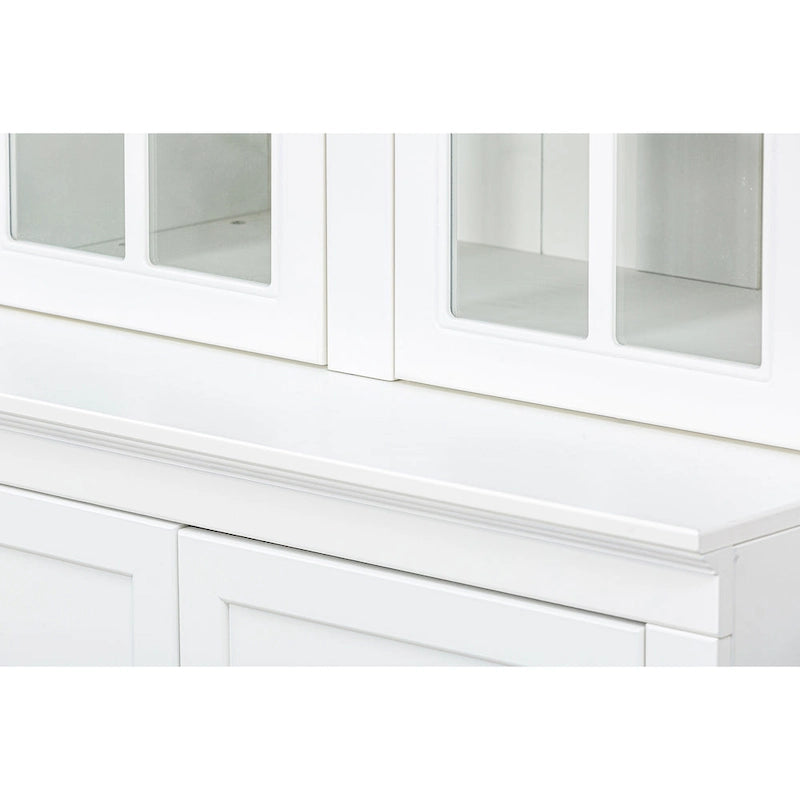 Vetrina alta da 75,25 pollici con doppie ante in vetro temperato, credenza in stile tradizionale per soggiorno, cucina, casa