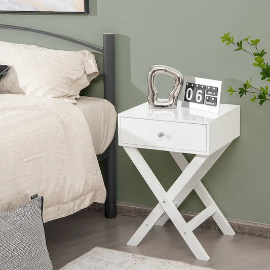Costway Side Nightstand with Drawer x Shaped Structure Accent Sofa End