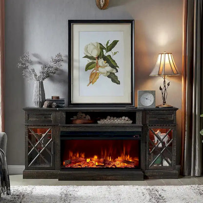 Mobile TV con camino per TV da 80 pollici, centro di intrattenimento, console multimediale