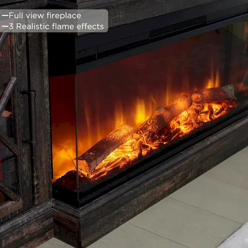 Mobile TV con camino per TV da 80 pollici, centro di intrattenimento, console multimediale