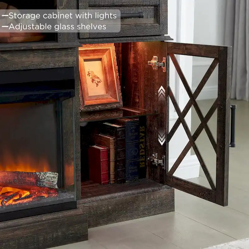 Mobile TV con camino per TV da 80 pollici, centro di intrattenimento, console multimediale