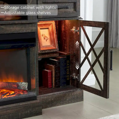 Mobile TV con camino per TV da 80 pollici, centro di intrattenimento, console multimediale