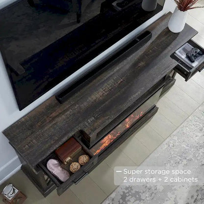 Mobile TV con camino per TV da 80 pollici, centro di intrattenimento, console multimediale