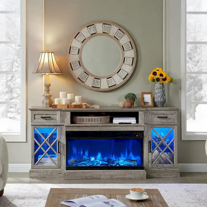 Mobile TV con camino per TV da 80 pollici, centro di intrattenimento, console multimediale