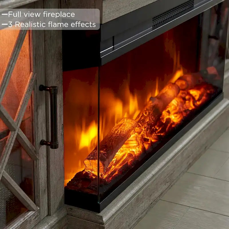 Mobile TV con camino per TV da 80 pollici, centro di intrattenimento, console multimediale