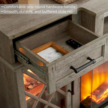 Mobile TV con camino per TV da 80 pollici, centro di intrattenimento, console multimediale