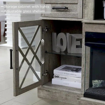 Mobile TV con camino per TV da 80 pollici, centro di intrattenimento, console multimediale