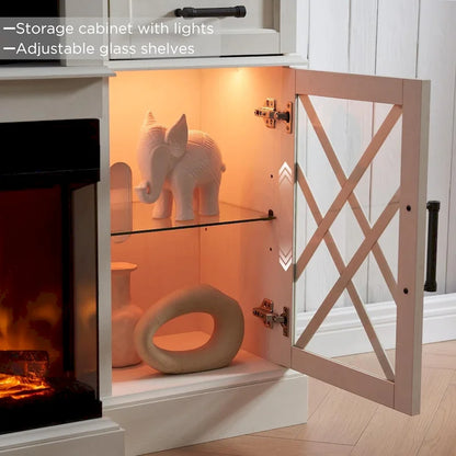 Mobile TV con camino per TV da 80 pollici, centro di intrattenimento, console multimediale