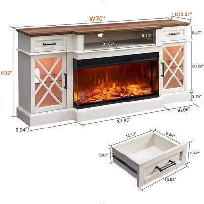 Mobile TV con camino per TV da 80 pollici, centro di intrattenimento, console multimediale