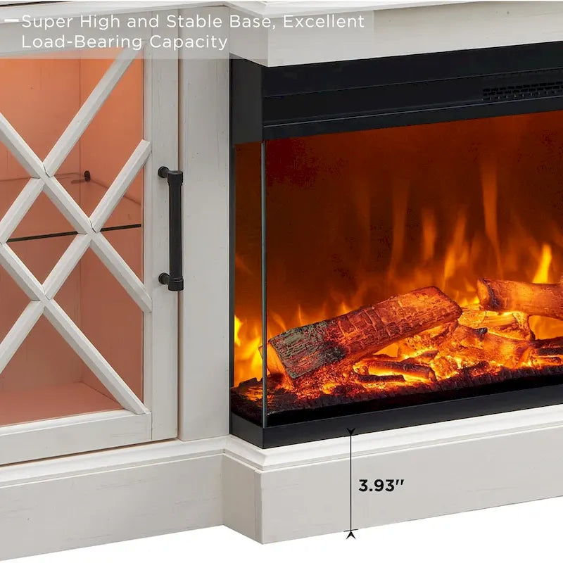 Mobile TV con camino per TV da 80 pollici, centro di intrattenimento, console multimediale