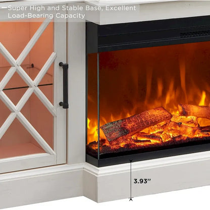 Mobile TV con camino per TV da 80 pollici, centro di intrattenimento, console multimediale