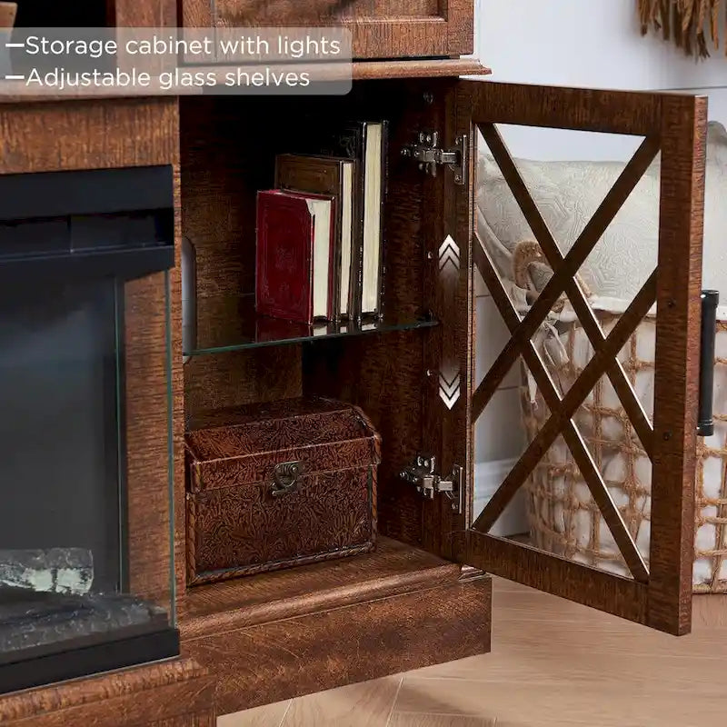 Mobile TV con camino per TV da 80 pollici, centro di intrattenimento, console multimediale