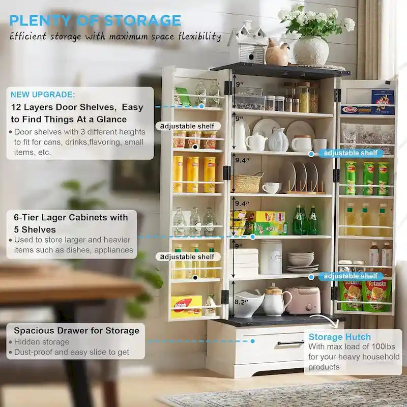 72 Mobile dispensa da cucina in stile fattoria, mobiletto alto, credenza - N/D