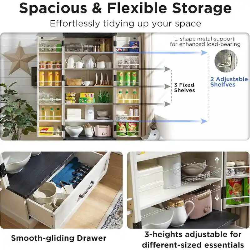 72 Mobile dispensa da cucina in stile fattoria, mobiletto alto, credenza - N/D