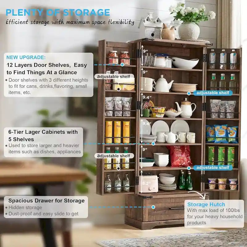 72 Mobile dispensa da cucina in stile fattoria, mobiletto alto, credenza - N/D