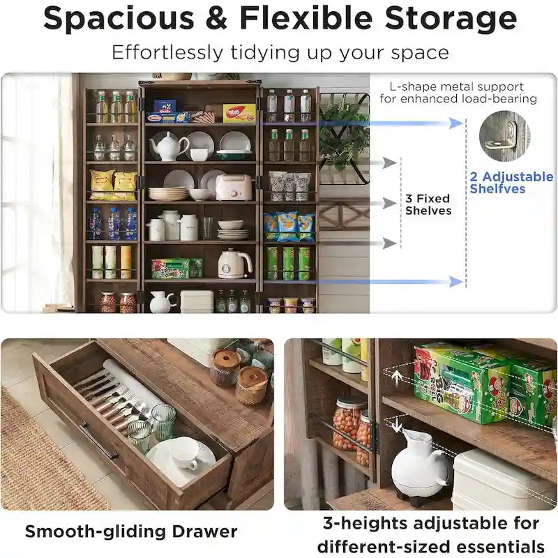 72 Mobile dispensa da cucina in stile fattoria, mobiletto alto, credenza - N/D