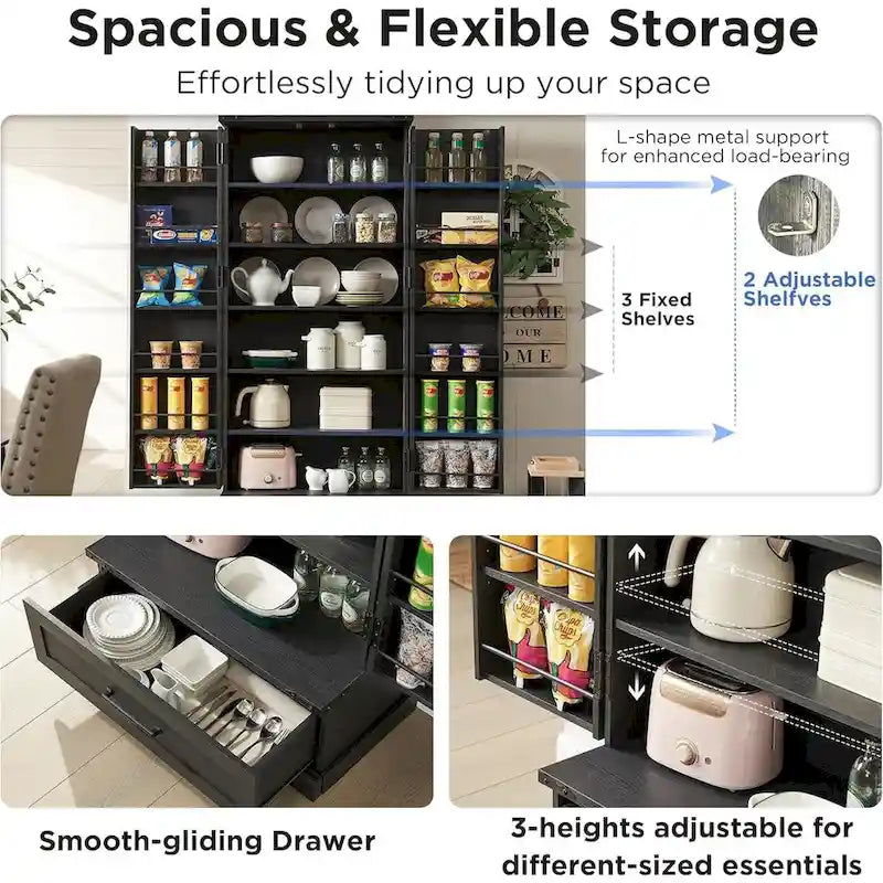 72 Mobile dispensa da cucina in stile fattoria, mobiletto alto, credenza - N/D