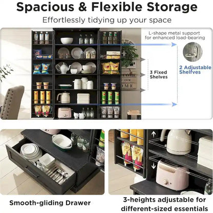 72 Mobile dispensa da cucina in stile fattoria, mobiletto alto, credenza - N/D