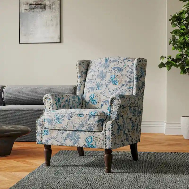 Poltrona imbottita con fantasia per soggiorno