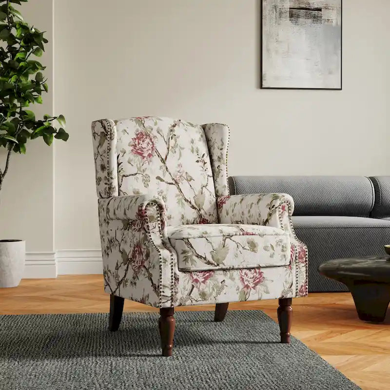 Poltrona imbottita con fantasia per soggiorno