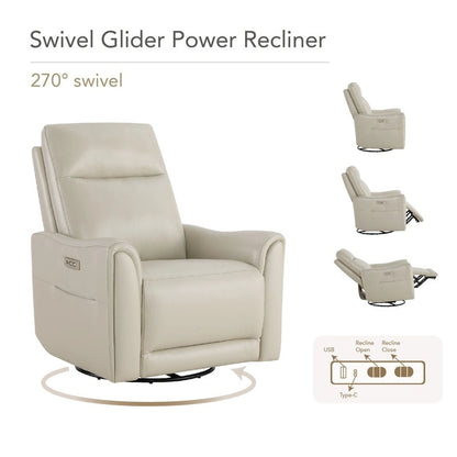 Poltrona reclinabile girevole elettrica Farley in vera pelle per cameretta dei bambini