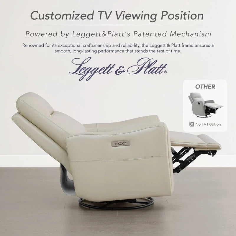 Poltrona reclinabile girevole elettrica Farley in vera pelle per cameretta dei bambini