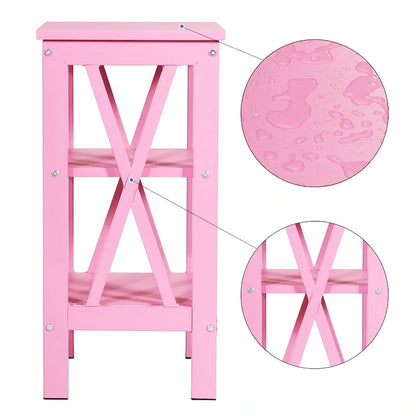 Tavolini moderni con ripiani portaoggetti a 3 livelli, set comodini a X (set da 2)