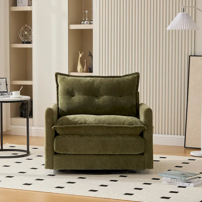 Poltrona girevole a 360 gradi in stile Mid-Century Modern GALDWIN con rivestimento in ciniglia per soggiorno