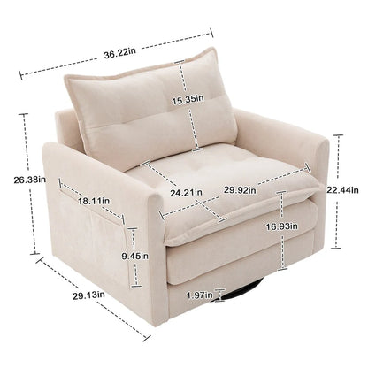 Poltrona girevole a 360 gradi in stile Mid-Century Modern GALDWIN con rivestimento in ciniglia per soggiorno