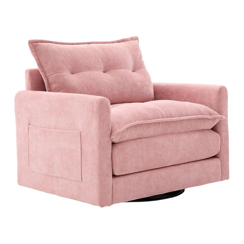 Poltrona girevole a 360 gradi in stile Mid-Century Modern GALDWIN con rivestimento in ciniglia per soggiorno