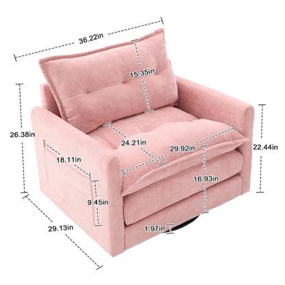 Poltrona girevole a 360 gradi in stile Mid-Century Modern GALDWIN con rivestimento in ciniglia per soggiorno