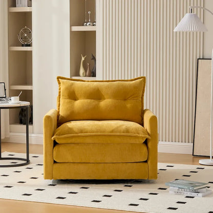 Poltrona girevole a 360 gradi in stile Mid-Century Modern GALDWIN con rivestimento in ciniglia per soggiorno