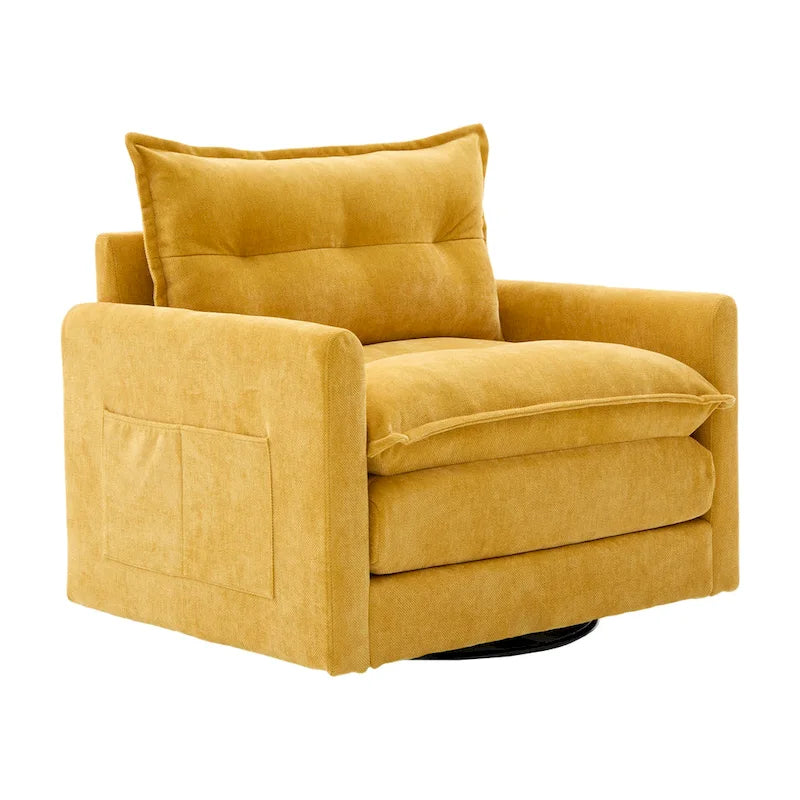 Poltrona girevole a 360 gradi in stile Mid-Century Modern GALDWIN con rivestimento in ciniglia per soggiorno