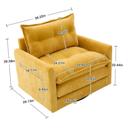 Poltrona girevole a 360 gradi in stile Mid-Century Modern GALDWIN con rivestimento in ciniglia per soggiorno