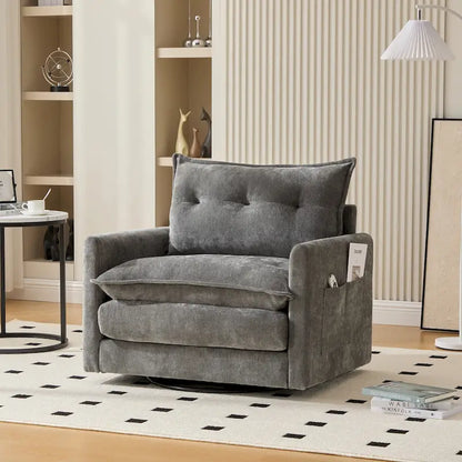 Poltrona girevole a 360 gradi in stile Mid-Century Modern GALDWIN con rivestimento in ciniglia per soggiorno