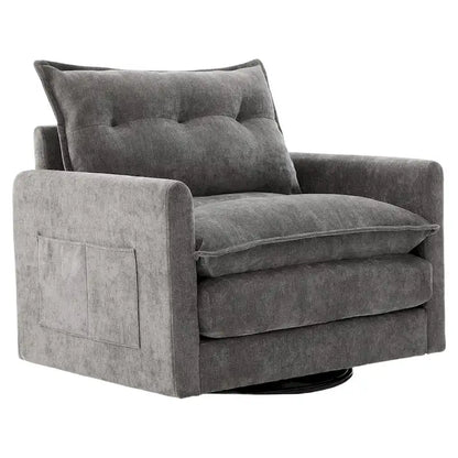 Poltrona girevole a 360 gradi in stile Mid-Century Modern GALDWIN con rivestimento in ciniglia per soggiorno