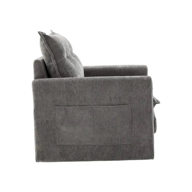 Poltrona girevole a 360 gradi in stile Mid-Century Modern GALDWIN con rivestimento in ciniglia per soggiorno