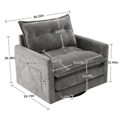 Poltrona girevole a 360 gradi in stile Mid-Century Modern GALDWIN con rivestimento in ciniglia per soggiorno