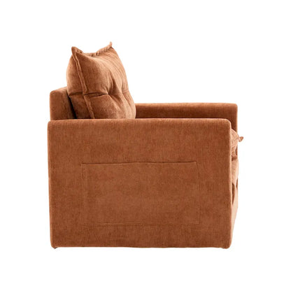 Poltrona girevole a 360 gradi in stile Mid-Century Modern GALDWIN con rivestimento in ciniglia per soggiorno