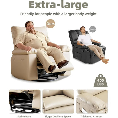360 Swivel Oversized Recliner Chairs with Heat and Massage - Lazy Recliner Chair