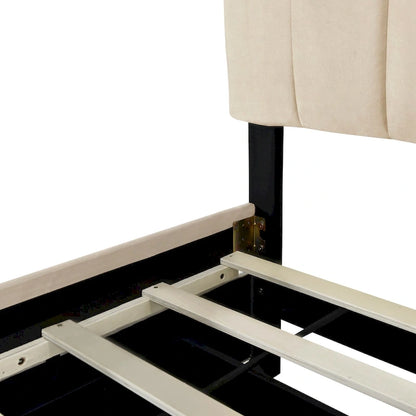 Letto matrimoniale in velluto con 2 cassetti e letto estraibile singolo XL