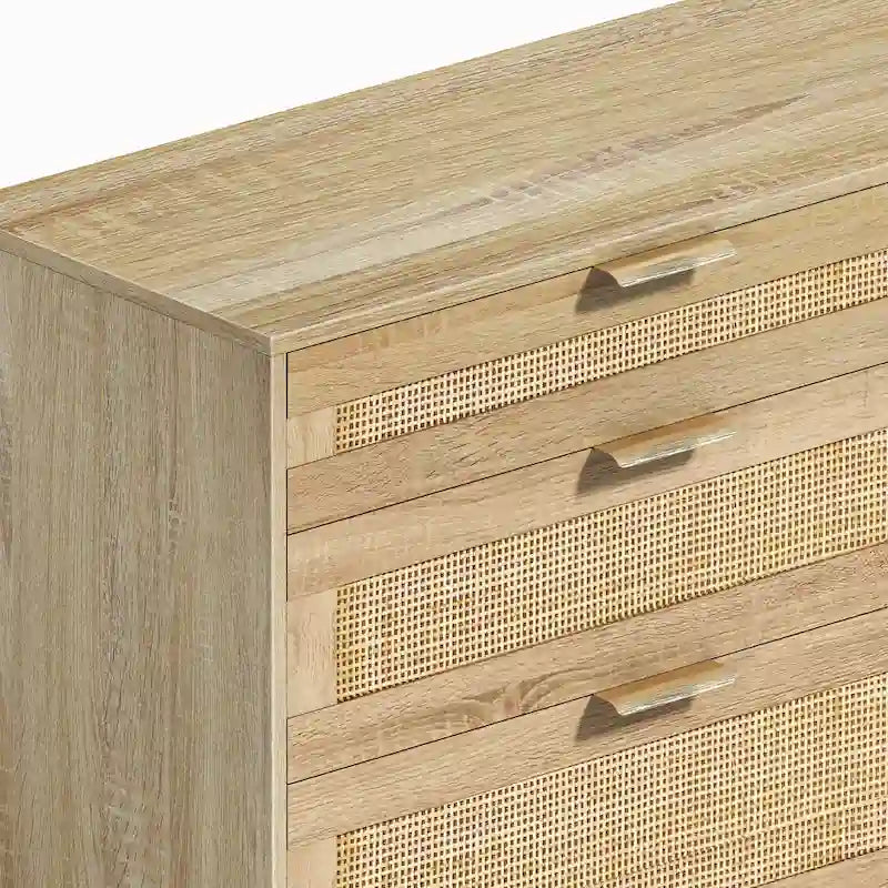 Cassettiera doppia in rattan a 6 cassetti con maniglia in metallo, mobiletto porta abiti per camera da letto