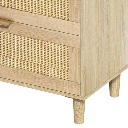Cassettiera doppia in rattan a 6 cassetti con maniglia in metallo, mobiletto porta abiti per camera da letto
