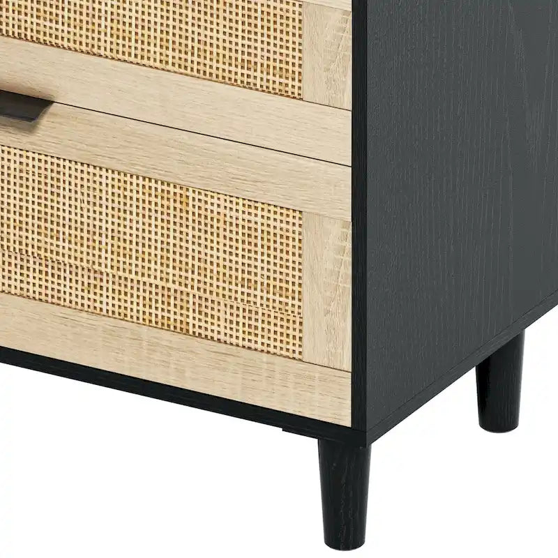 Cassettiera doppia in rattan a 6 cassetti con maniglia in metallo, mobiletto porta abiti per camera da letto