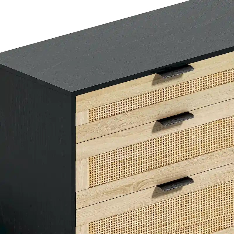 Cassettiera doppia in rattan a 6 cassetti con maniglia in metallo, mobiletto porta abiti per camera da letto